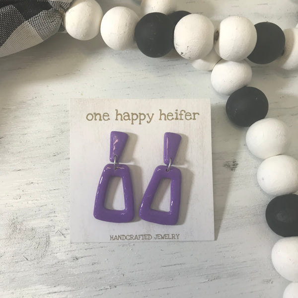 tripod purple earrings