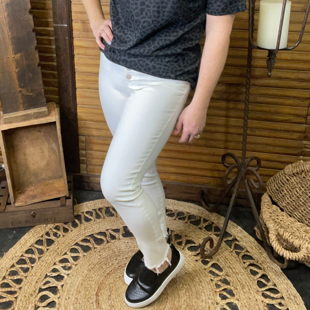 White Skinny Jeans, stretchy, fits true to size.
