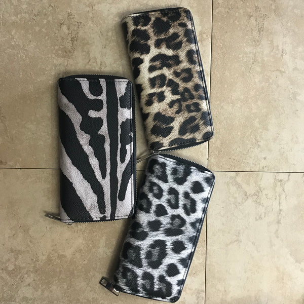 Animal Print Wallets with zip closure. Three pictured. 