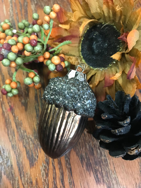 Brown and w/silver top glass acorn ornaments