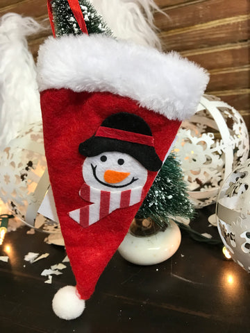 Santa hat with Snowman Ornament