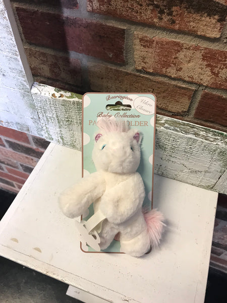 Plush Velcro Pacifier Holder-unicorn